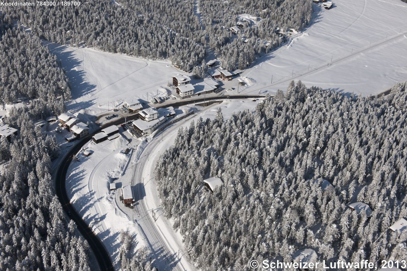 Bahnhof Davos-Wolfgang (Wolfgangwis); Blickrichtung Westen